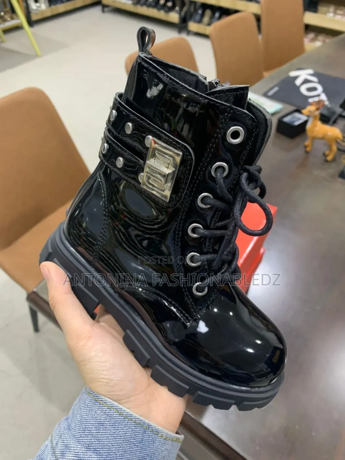 Kids Cute Unisex Wetlook Boot 21-38