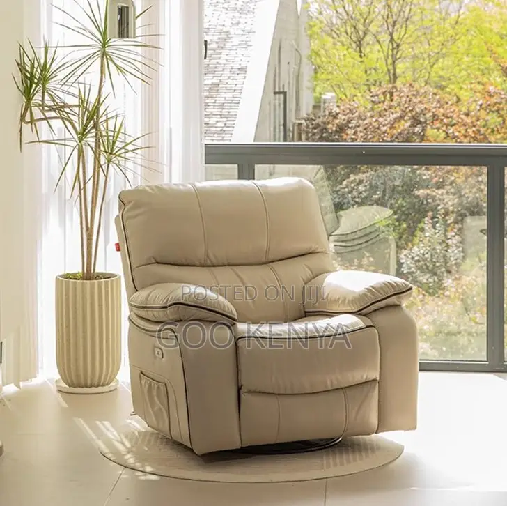 Home Sofa; One-Person Leather Lying Living Room Reclining Sofa Chair