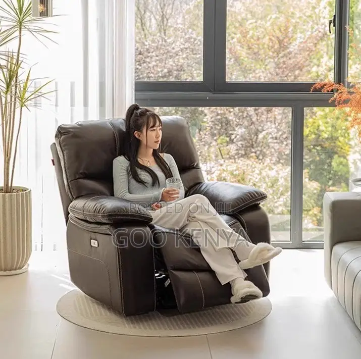 Home Sofa; One-Person Leather Lying Living Room Reclining Sofa Chair