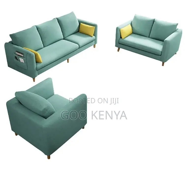 Home Sofa; Modern Wooden-Leg Modular Fabric Sofa Set for Five People