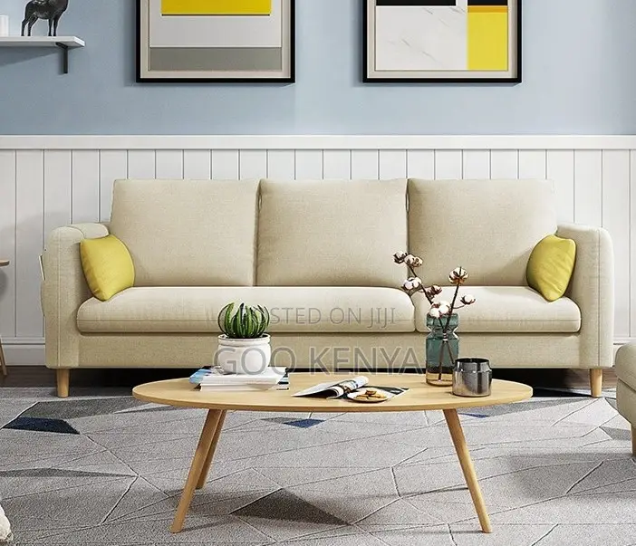 Home Sofa; Modern Wooden-Leg Modular Fabric Sofa Set for Five People