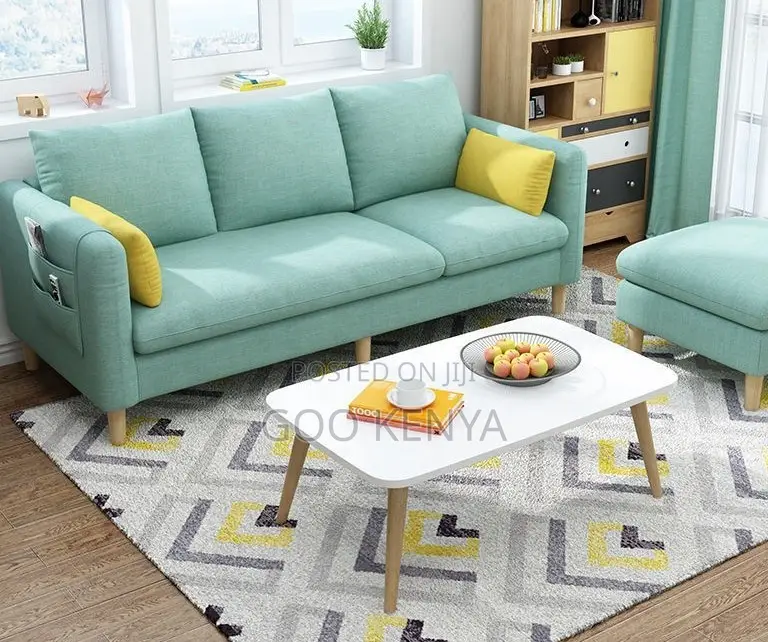 Home Sofa; Modern Wooden-Leg Modular Fabric Sofa Set for Five People