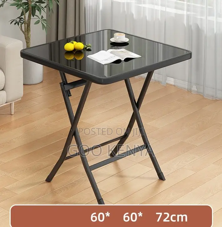 Home Table; Outdoor Stall Family Folding Glass Top Square Table