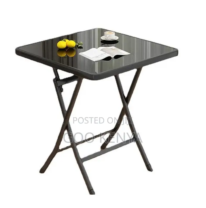 Home Table; Outdoor Stall Family Folding Glass Top Square Table