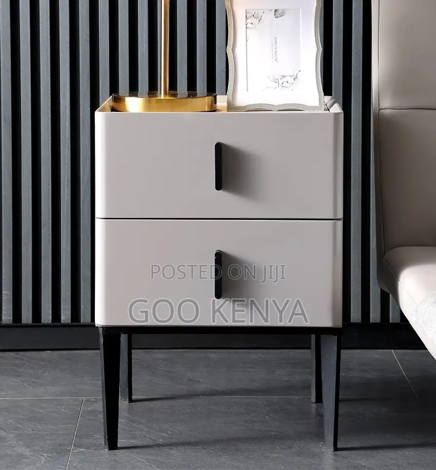 Home Bedside; Compact Two-Drawer MDF Wood Nightstand for Home