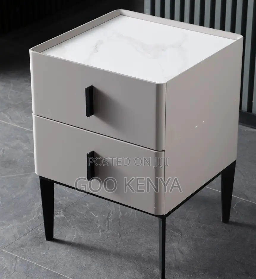 Home Bedside; Compact Two-Drawer MDF Wood Nightstand for Home