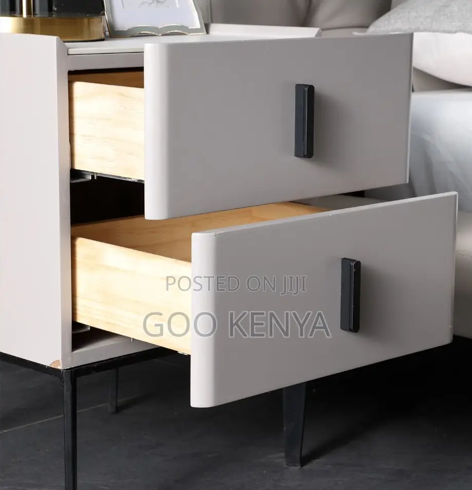 Home Bedside; Compact Two-Drawer MDF Wood Nightstand for Home