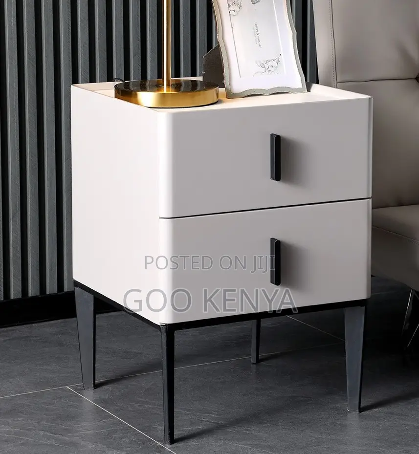 Home Bedside; Compact Two-Drawer MDF Wood Nightstand for Home