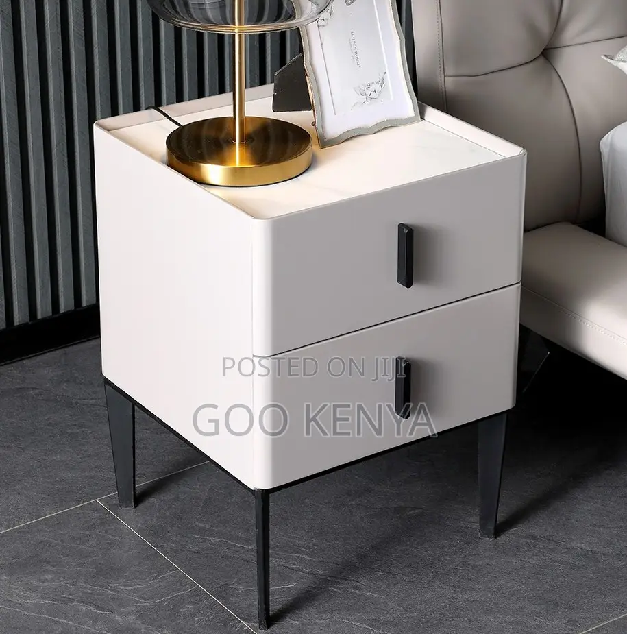 Home Bedside; Compact Two-Drawer MDF Wood Nightstand for Home