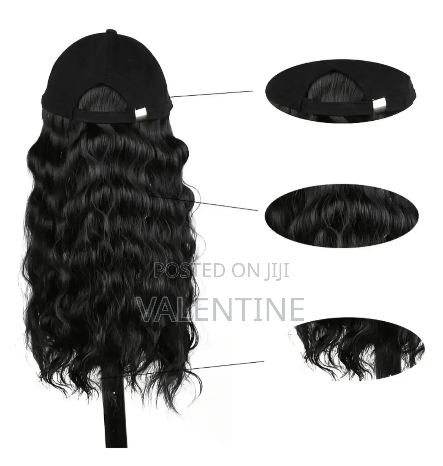 Women's Curly Wave Baseball Cap Wig, High Temperature Fiber