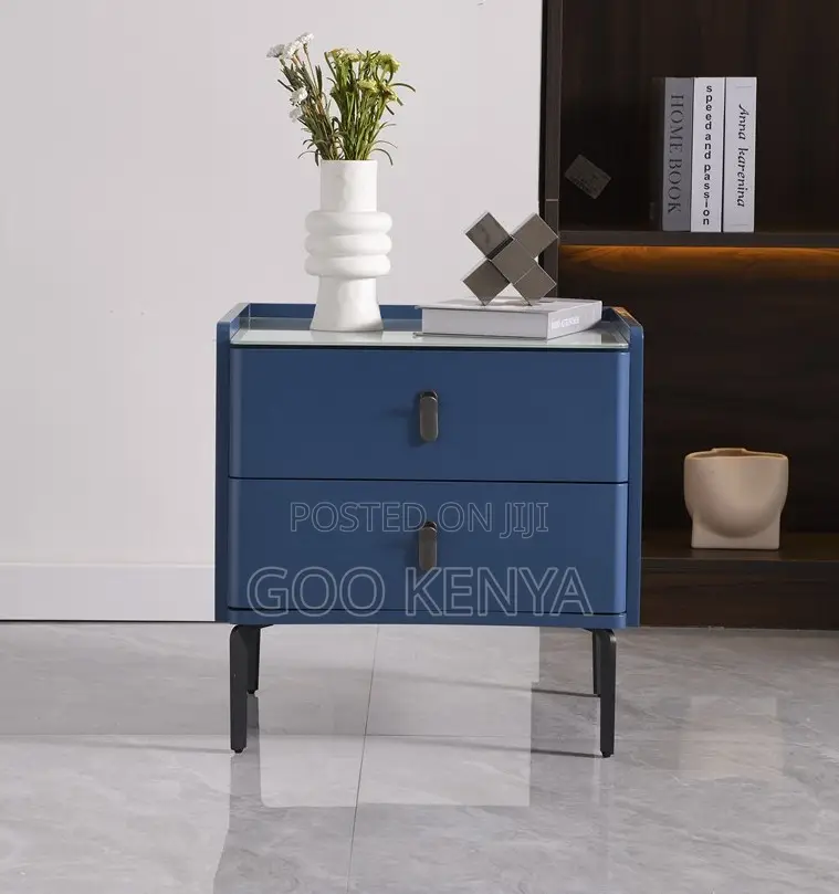 Home Cabinet; Designer Wood Two-Drawer Nightstand for Modern Interiors