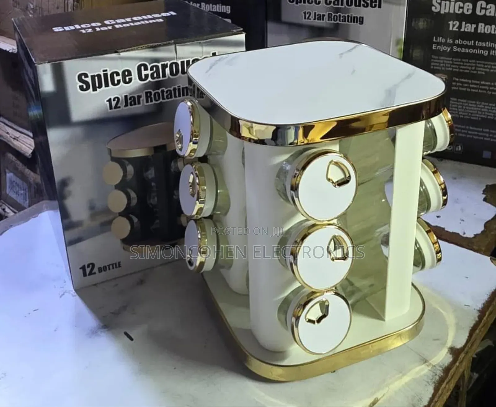 12pcs Rotatable Marble White Spice Rack