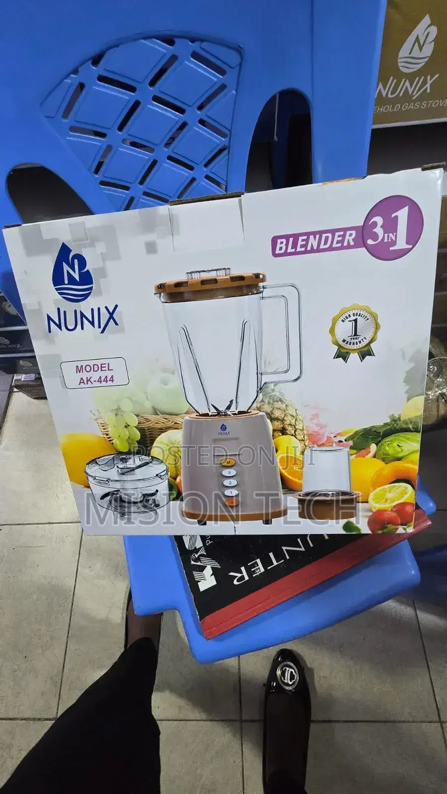Nunix Ak-444 3-in-1 Blender, Grinder Chopper. * 
