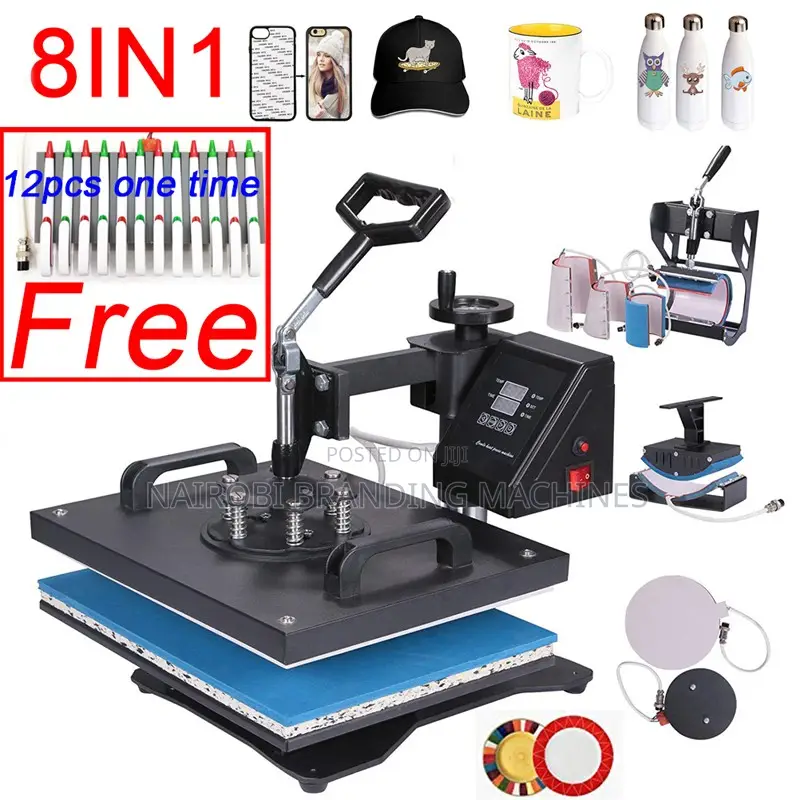 8 in 1 Combo Heat Press Mug Sublimation Machine T-Shirt Printing