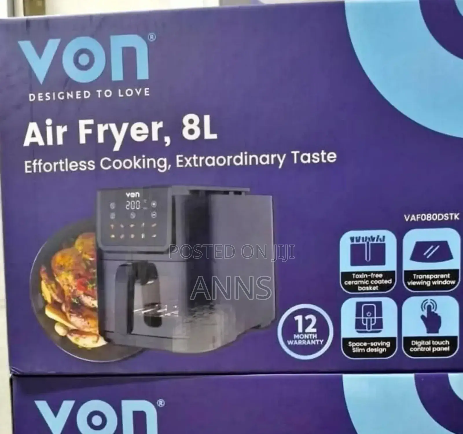 Von 8 Litres Electric Air Fryer (Effortless Cooking)