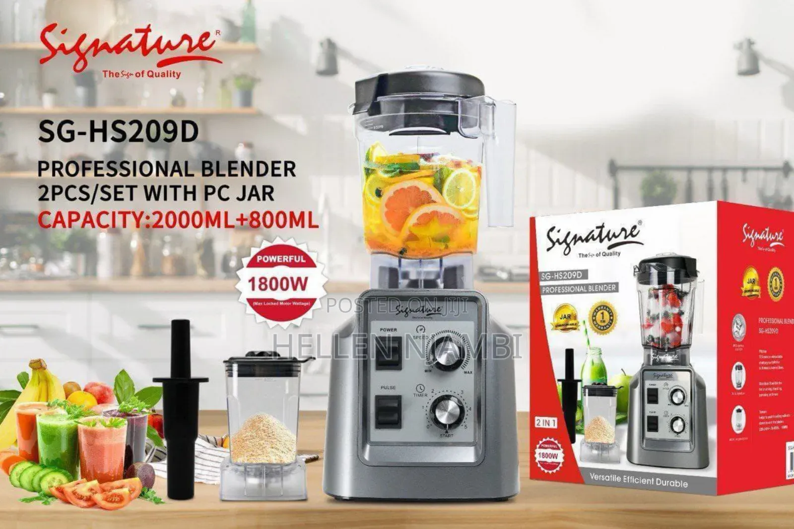 Signature 2 in 1 Commercial Blender With 2ltr +800ml Jar