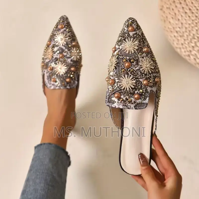 Luxury Women's Decorated Flat Mules Size 36 -40