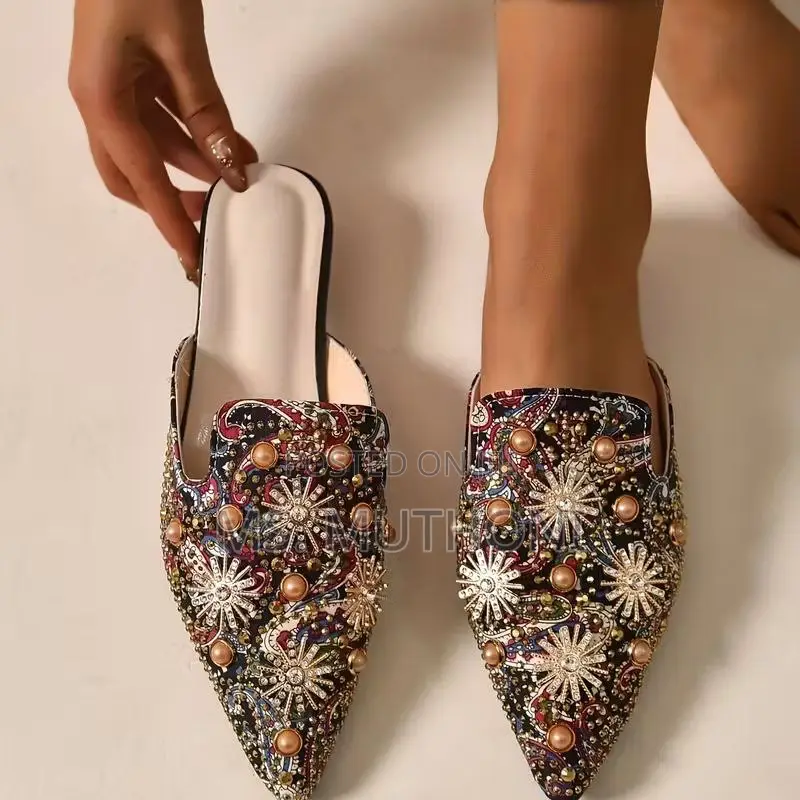 Luxury Women's Decorated Flat Mules Size 36 -40