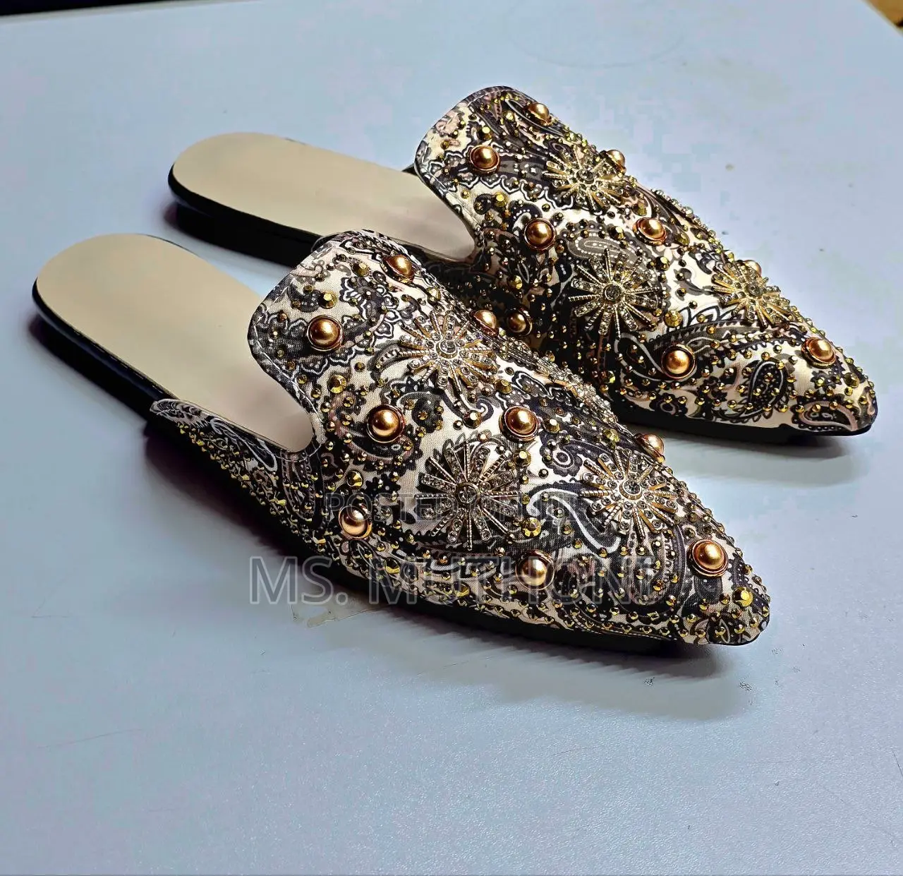 Luxury Women's Decorated Flat Mules Size 36 -40