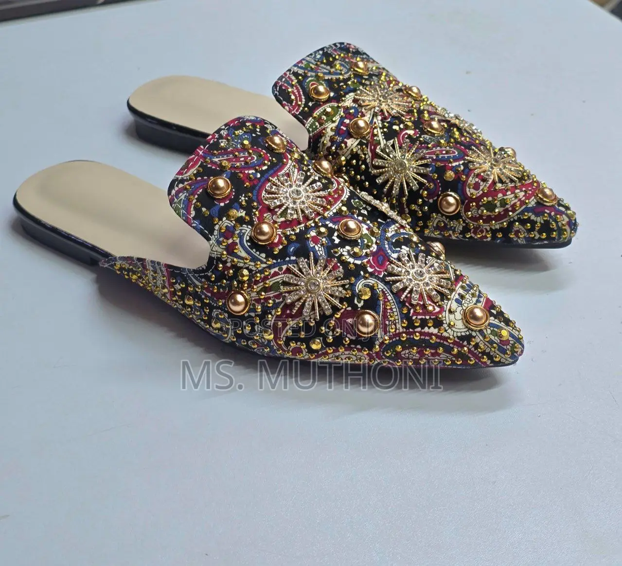 Luxury Women's Decorated Flat Mules Size 36 -40