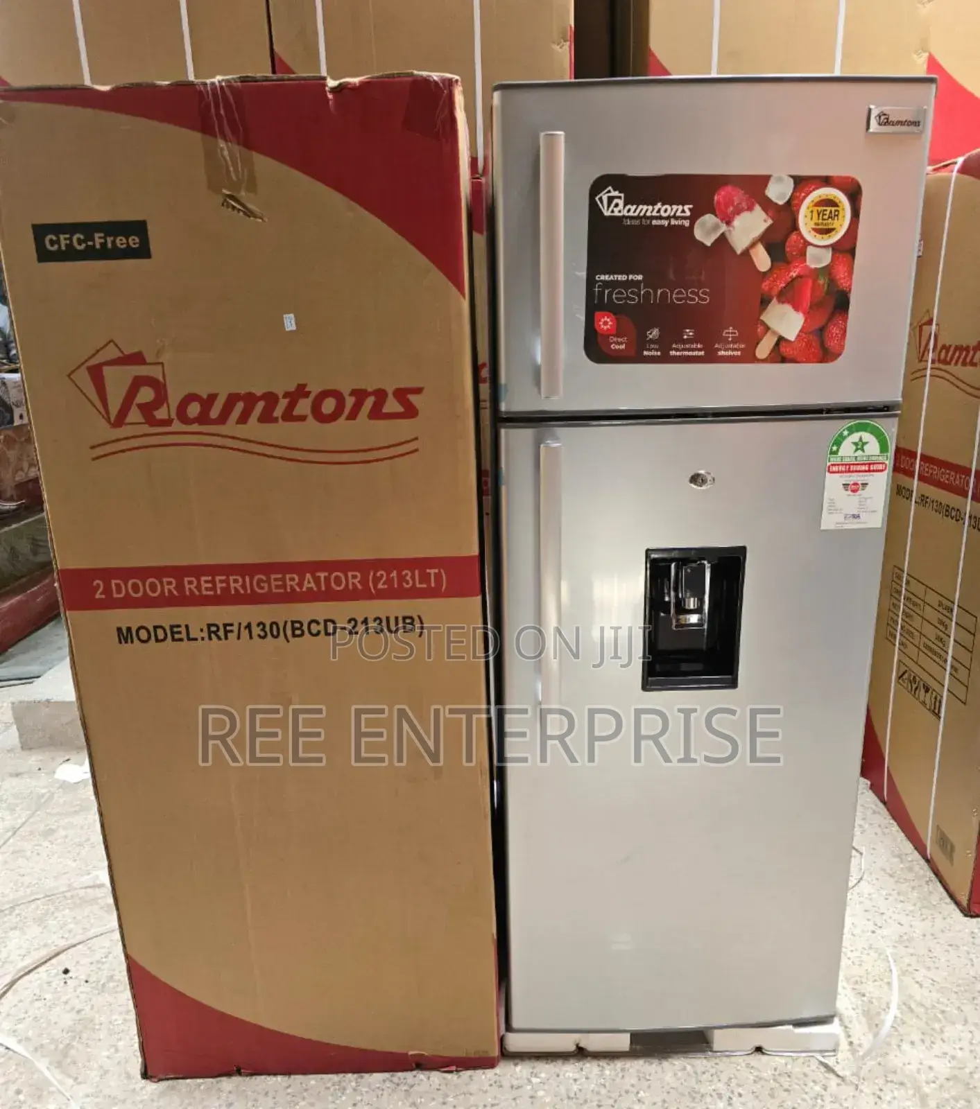 Ramtons Rf/130- 213l 2 Door Direct Cool Fridge+ Dispenser (1yr Wrty)