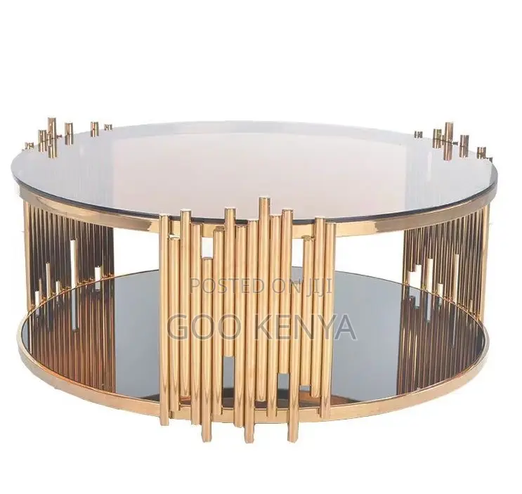 Home Table; High-End Marble Center Table With Golden Steel Base