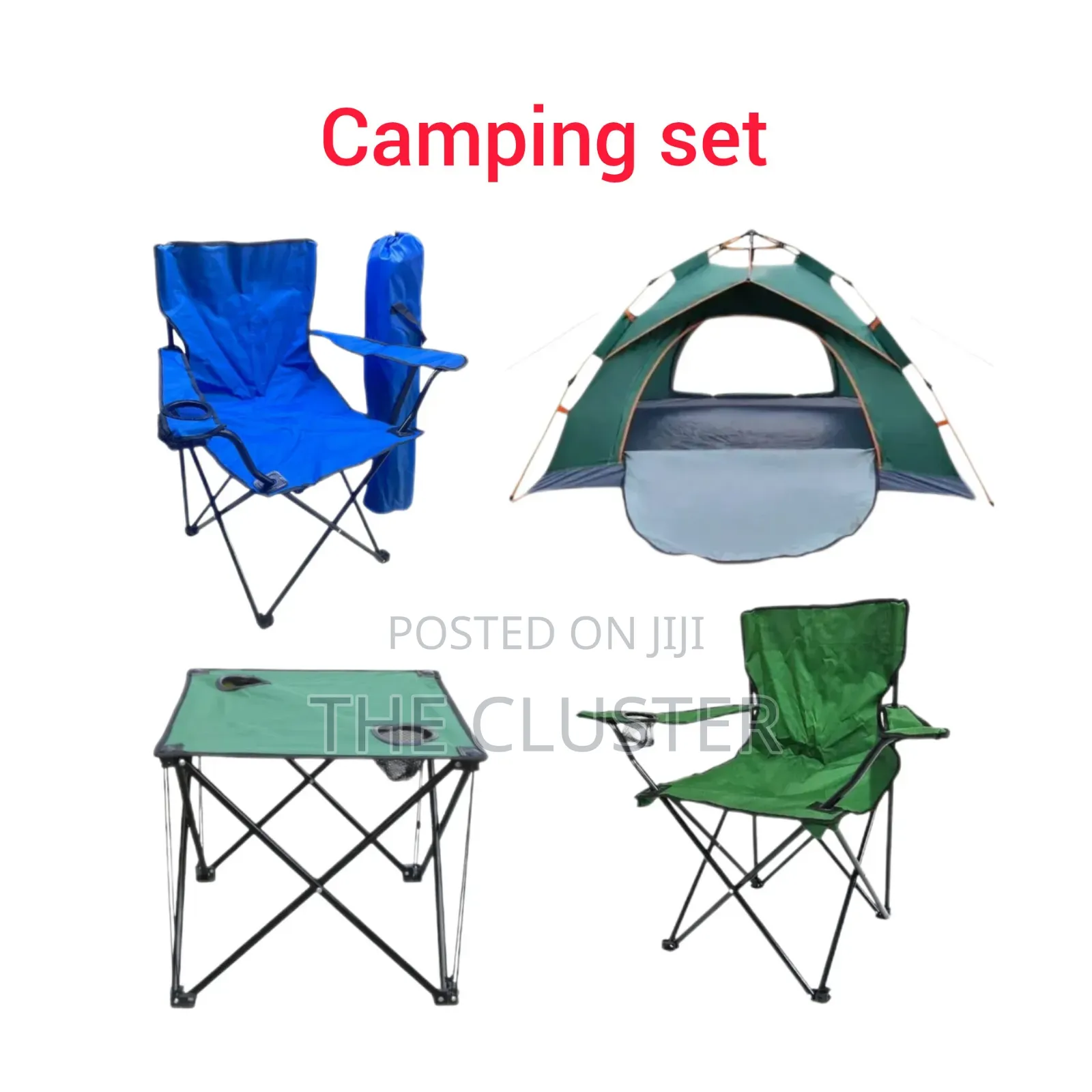 Complete Camping Outdoor Set – 2 Folding Chairs, Portabletable 2–3p