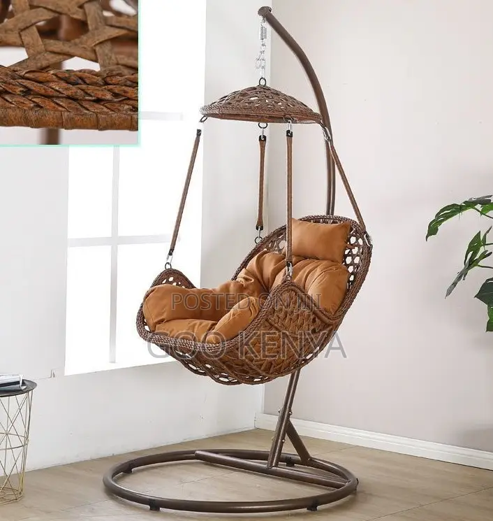 Home Chair; Wicker Single-Seat Hanging Chair for Patio Garden