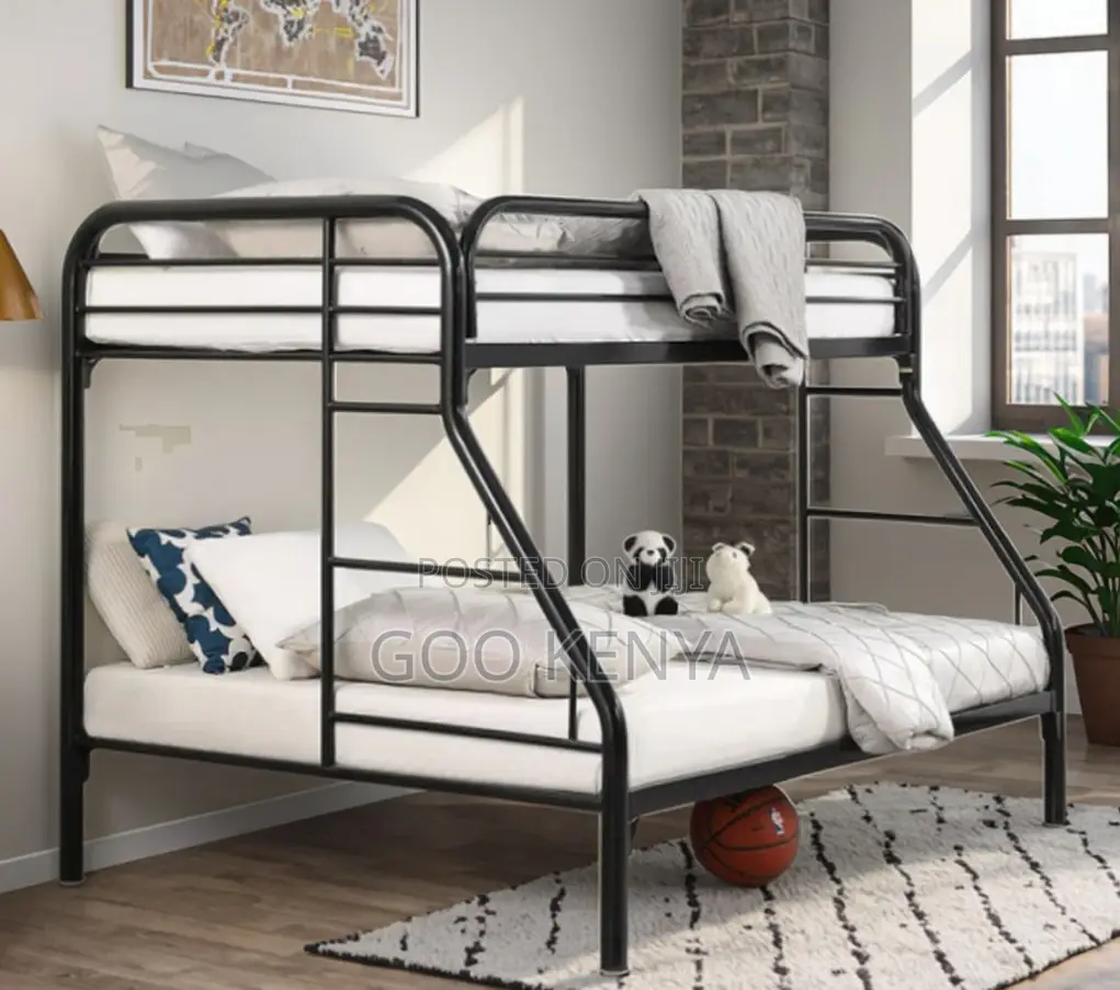 Home Bed; Twin/Full Metal Loft Bunk Bed Set for Hospitality Use