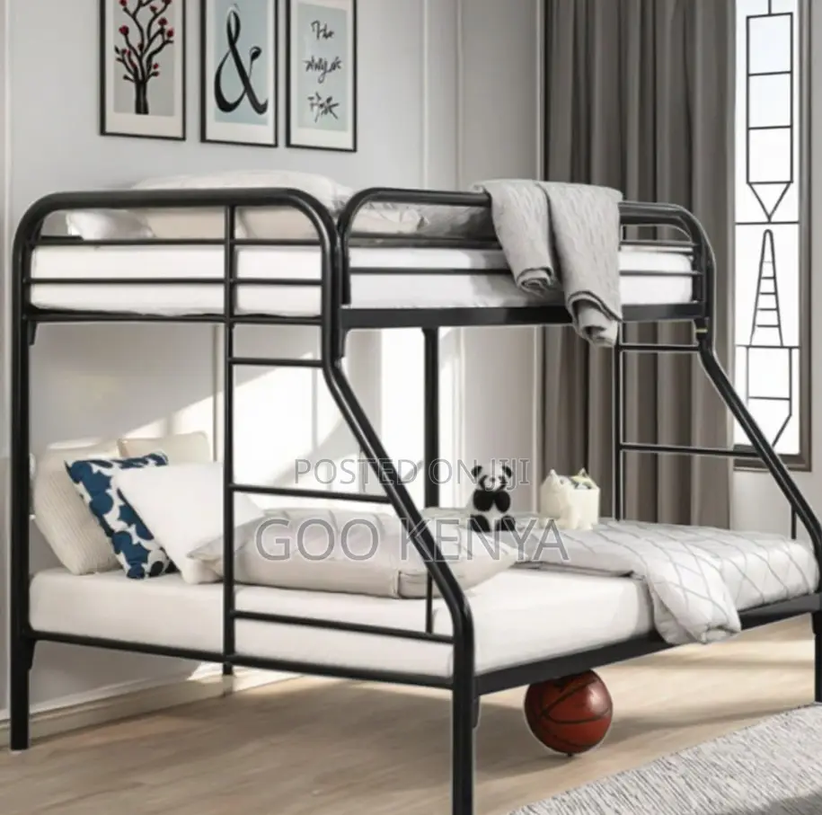 Home Bed; Twin/Full Metal Loft Bunk Bed Set for Hospitality Use
