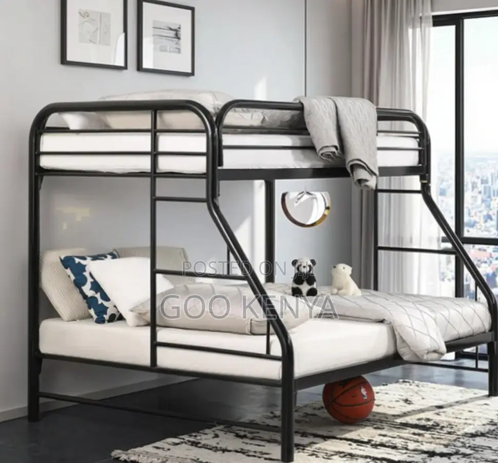 Home Bed; Twin/Full Metal Loft Bunk Bed Set for Hospitality Use