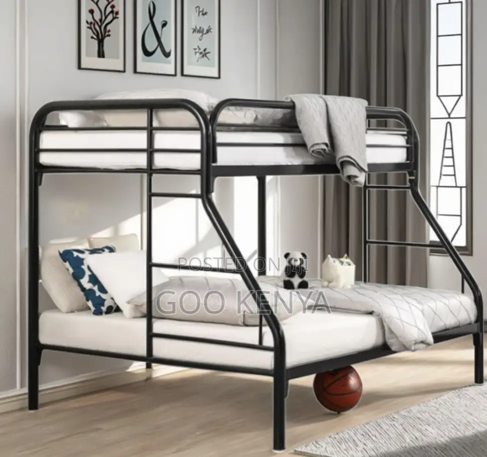 Home Bed; Twin/Full Metal Loft Bunk Bed Set for Hospitality Use