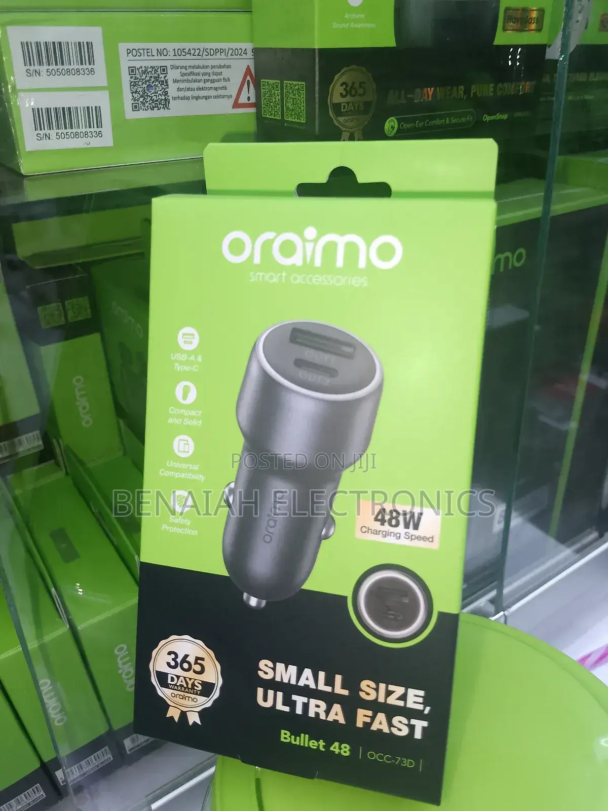 Oraimo Car Phone Charger 48 Watts With Type C Charging Cable