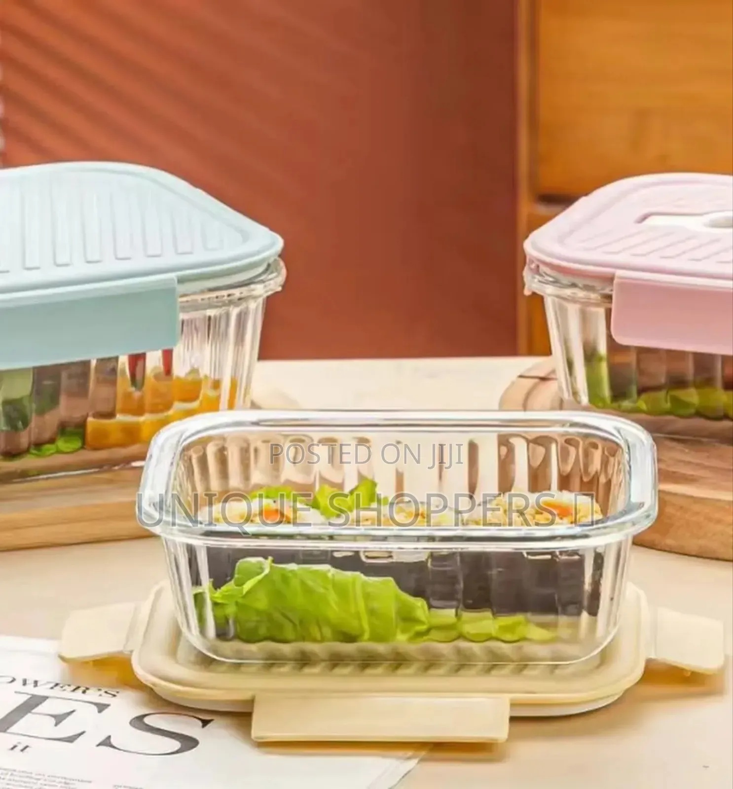 3pcs Borosilicate Glass Ribbed Food Storage Containers With Lids - A