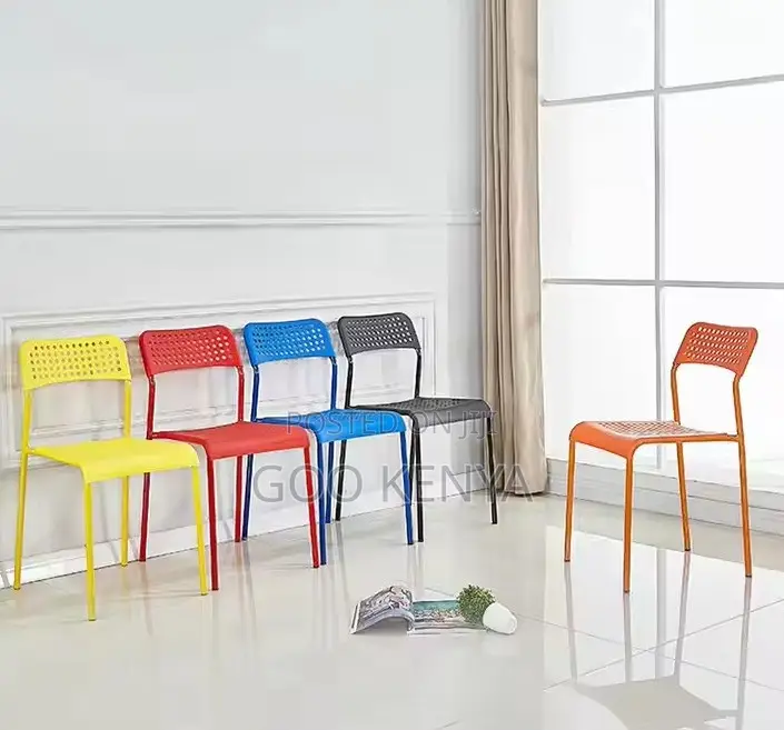 Home Chair; Heavy-Duty Modern Colorful Pp Stack Chair With Metal Legs