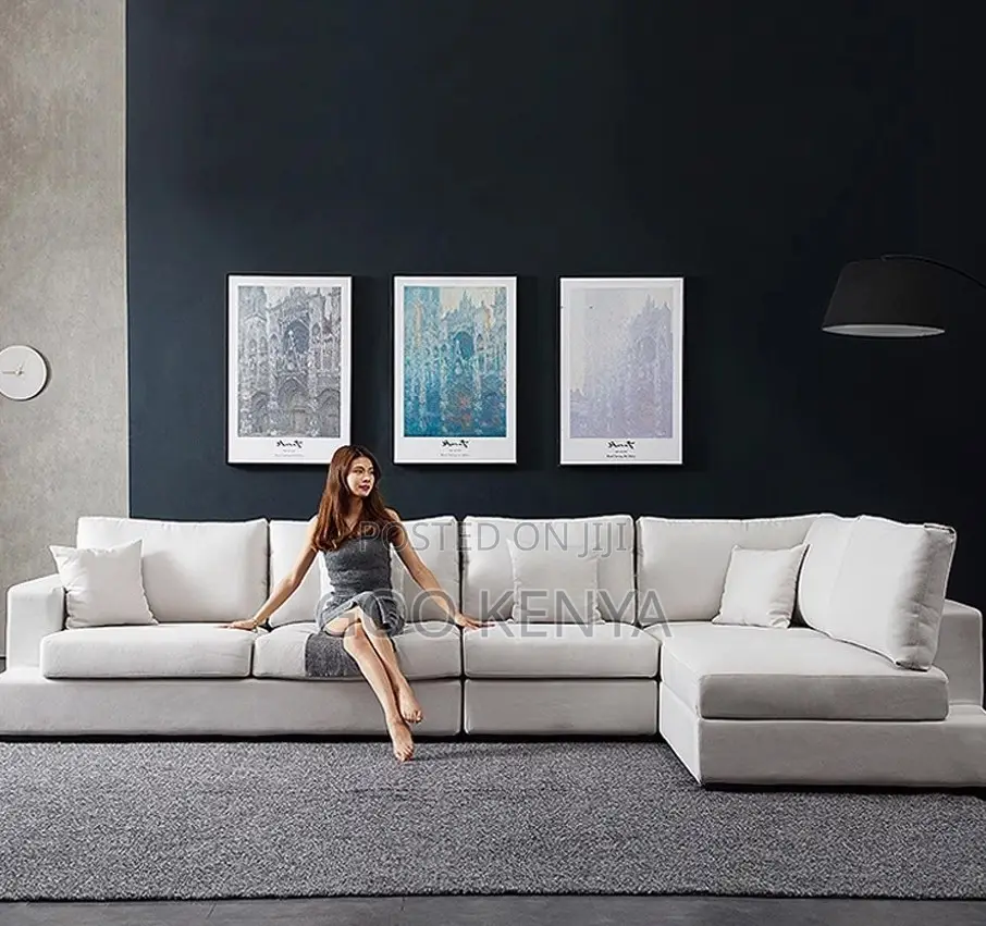 Home Sofa; L-Shaped Sectional Modern Living Room Fabric Sofa Set