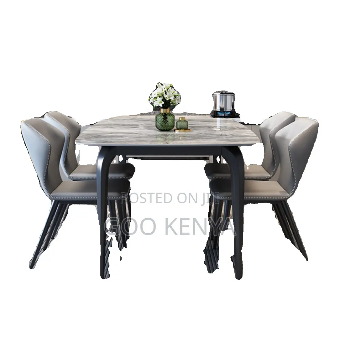 Home Dining Set; Modern 6 Seater Metal Marble Dining Set for Home
