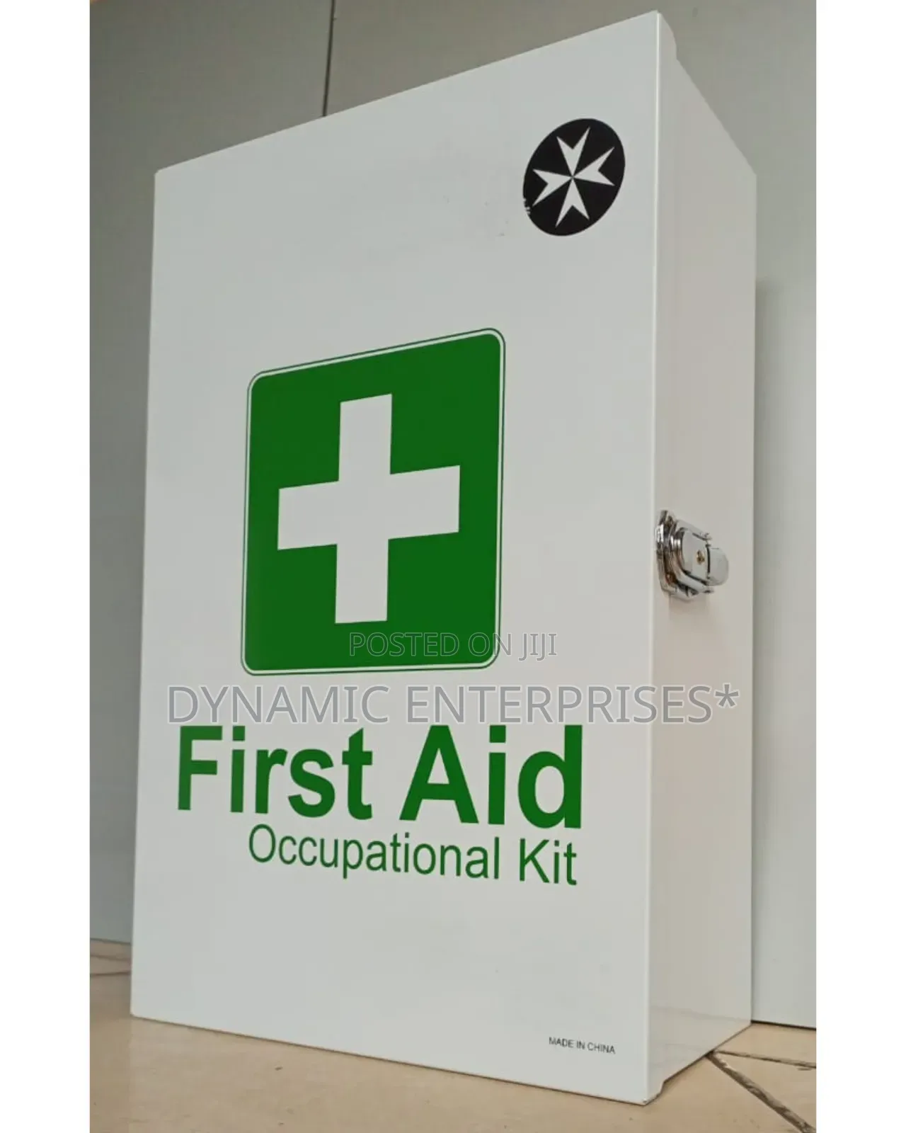 Occupational First Aid Kit in a Wall-Mountable Metal Case.