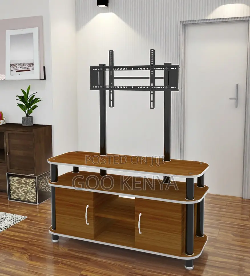 Home Tv Stand; Modern Wooden Floor Tv Unit and Mount for Living Room