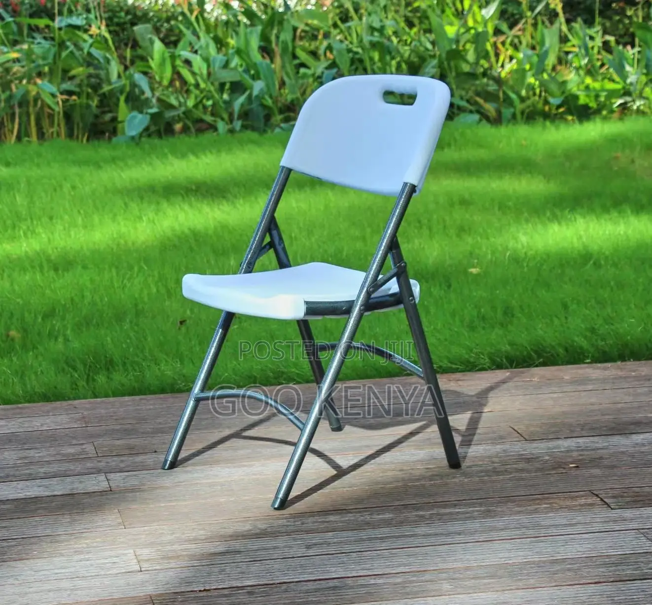 Home Chair; Folding Outdoor Steel Dining Chair With Vertical Backrest