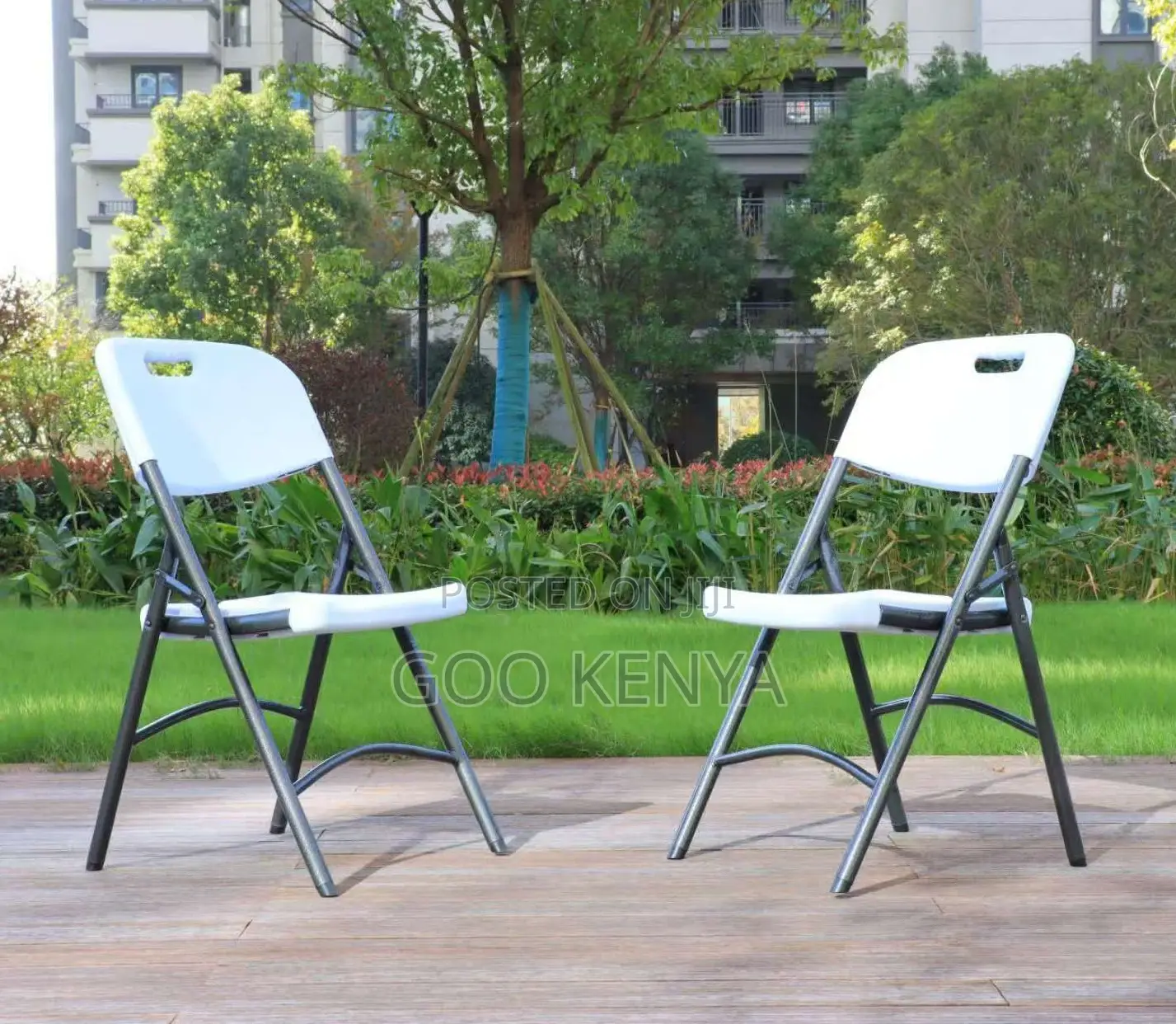 Home Chair; Folding Outdoor Steel Dining Chair With Vertical Backrest