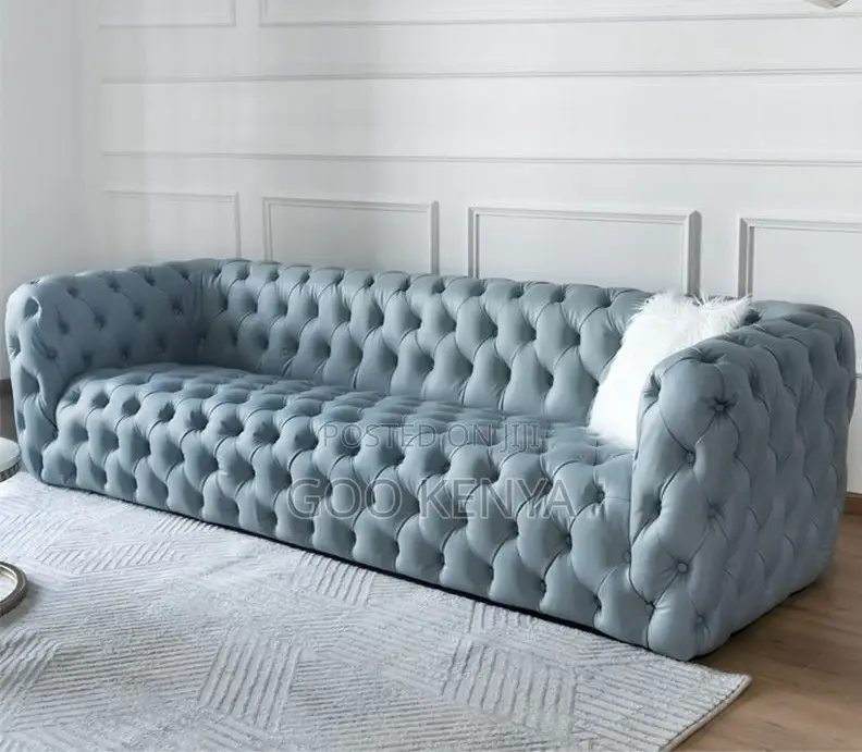 Home Sofa; Modern Chesterfield 3-Seater Tufted Sofa With Steel Base