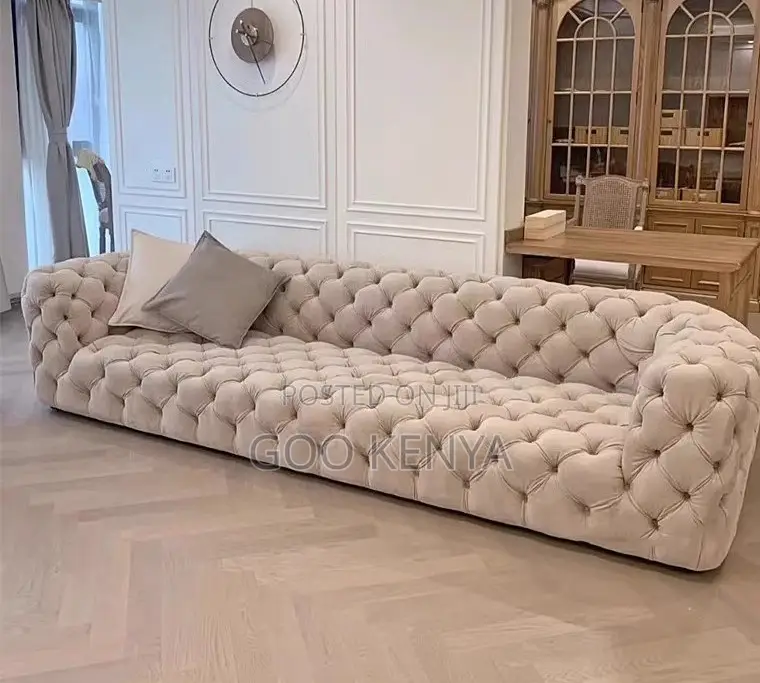 Home Sofa; Modern Chesterfield 3-Seater Tufted Sofa With Steel Base