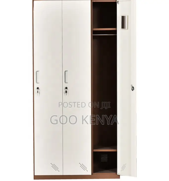 Home Wardrobe; Durable 3-Door Steel Locker for Gym and Office