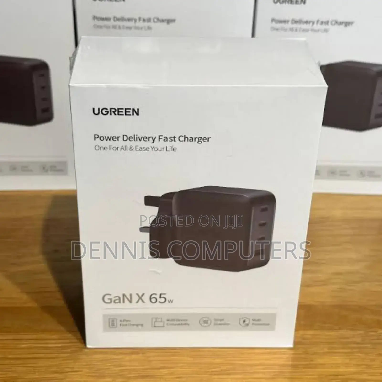 Ugreen 65w 3-Port Gan Fast Charger With Interchangeable Uk/Us