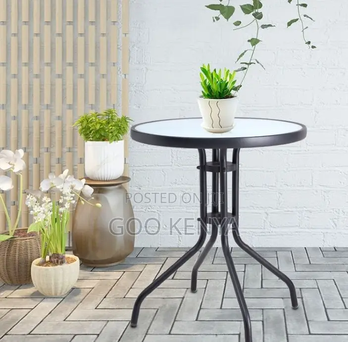 Home Table; Round Patio Garden Water-Tempered Glass Table