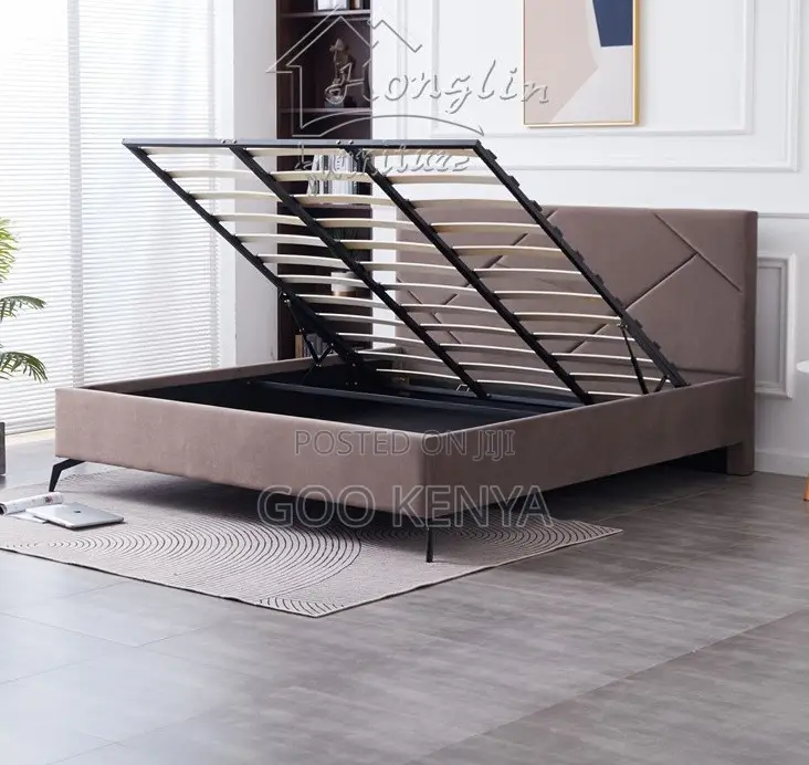 Home Bed; Royal Style Queen/King Fabric Lift Bed