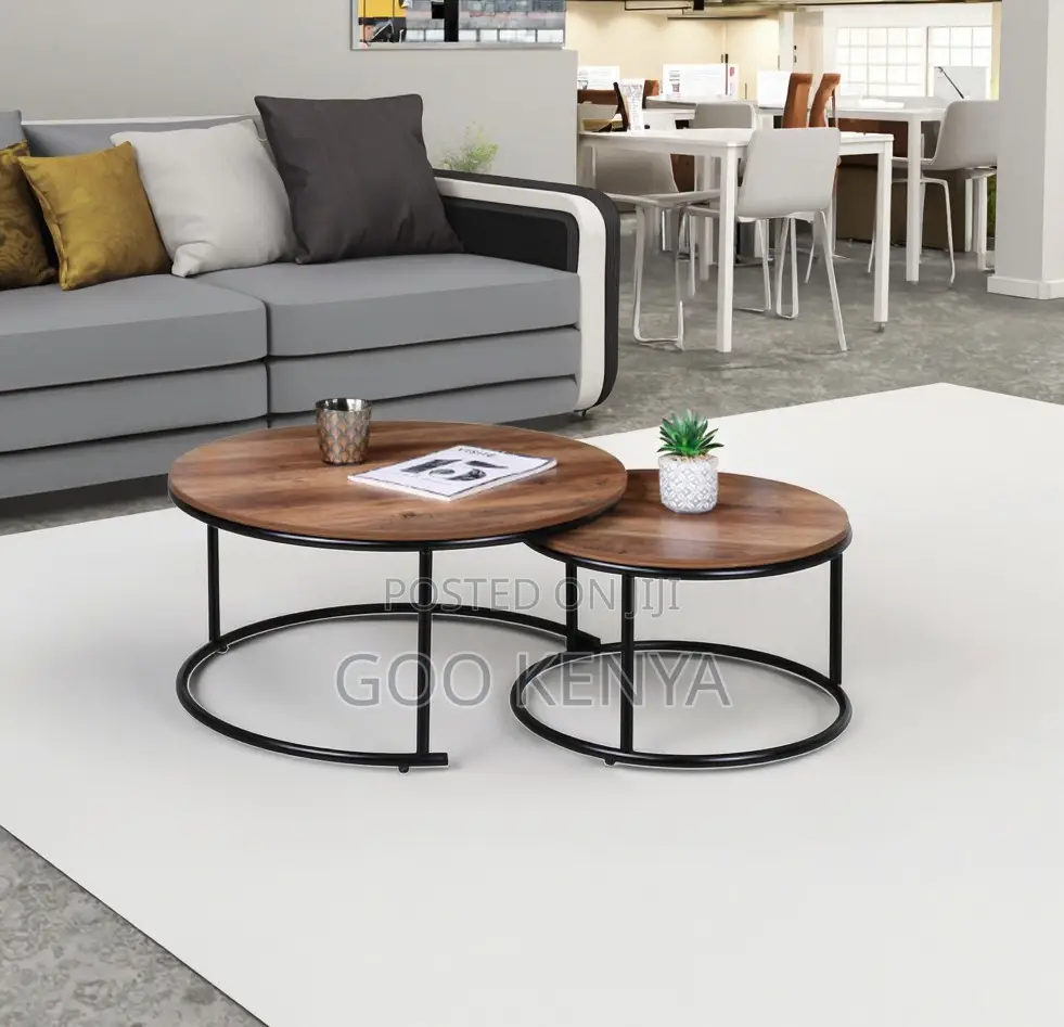 Home Table; MDF Wood Top Coffee Table Set With Industrial Design