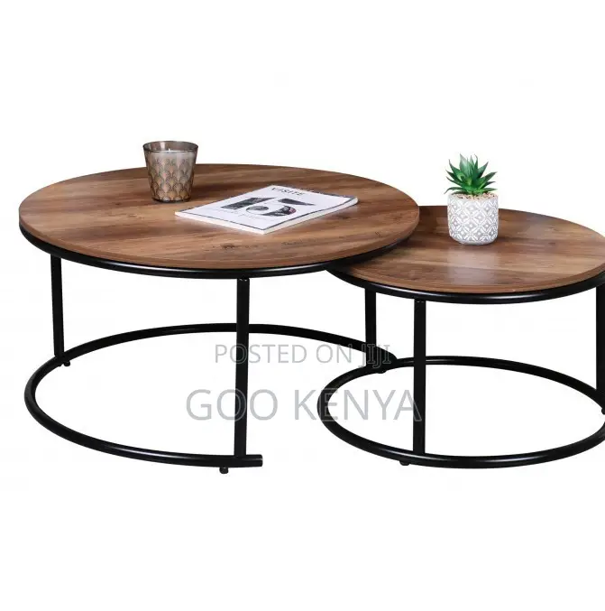 Home Table; MDF Wood Top Coffee Table Set With Industrial Design