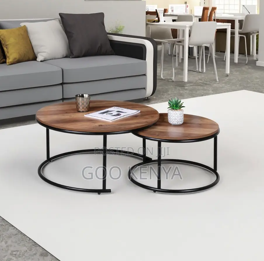 Home Table; MDF Wood Top Coffee Table Set With Industrial Design